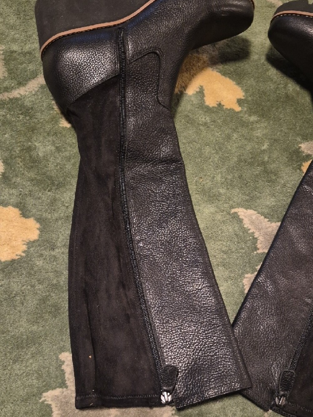 Vionic Black Leather & Suede Over-the-Knee Lug Sole Boots - Picture 3 of 10